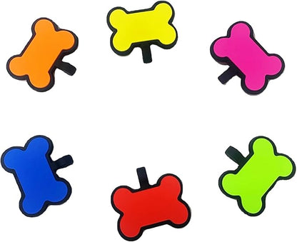 6 Pack Soundless Bone Design Pet ID Tag with 6 Popular Colors in One Set,Personlized Silent Dog Tag,Easy Engraved and Double Sided, No More Jingling Pet Tags,Never Fades-Durable for Dog and Cat