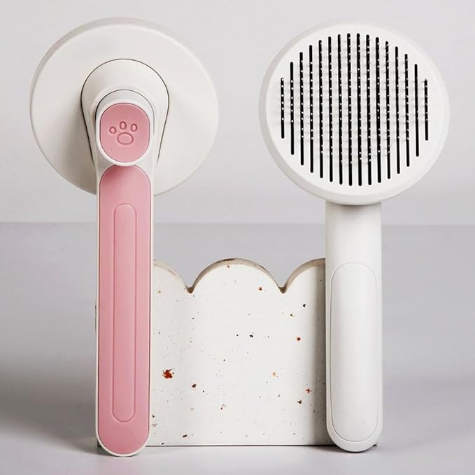 1 Pcs Cat Grooming Brush, Cat Brush Cats Grooming Dematting Comb Self Cleaning Slicker Brushes for Dogs Cats Pet for Shedding Remove Undercoat Mats Hair Pet Massage-Self Cleaning Slicker Brush, Pink