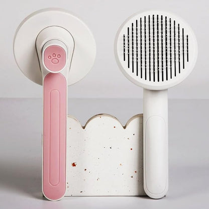1 Pcs Cat Grooming Brush, Cat Brush Cats Grooming Dematting Comb Self Cleaning Slicker Brushes for Dogs Cats Pet for Shedding Remove Undercoat Mats Hair Pet Massage-Self Cleaning Slicker Brush, Pink
