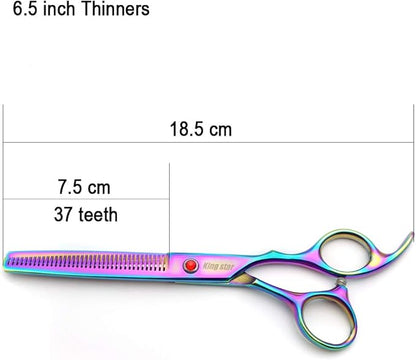 7.0in Titanium Professional Pet Grooming Scissors Set,Straight & Thinning & Curved Scissors 3pcs Set for Dog Grooming,A349 (Rainbow)