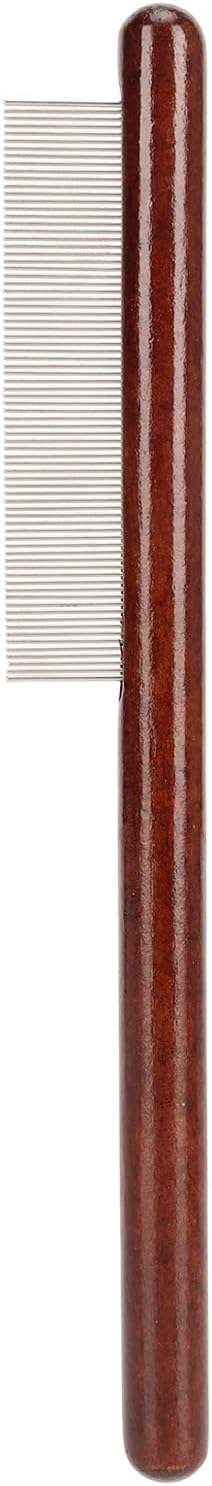 Pet Wooden Comb, Stainless Steel Pin Teeth Durable Comfortable Portable Cat Comb, Pet Wooden Brush Cat Brush Wooden Handle Cat Comb Pet Brush for Pets Dogs (Fine Tooth Comb)