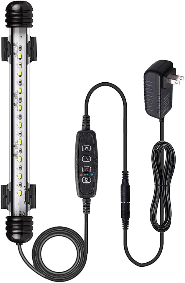 VARMHUS Submersible LED Aquarium Light,Fish Tank Light with Timer Auto On/Off Dimming Function,3 Light Modes Dimmable White-Blue,10 Brightness Levels Optional&3 Levels of timed Loop Function 7.5''