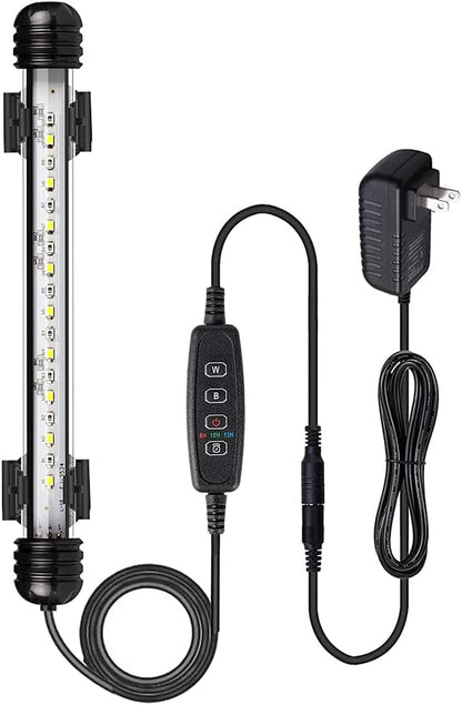 VARMHUS Submersible LED Aquarium Light,Fish Tank Light with Timer Auto On/Off Dimming Function,3 Light Modes Dimmable White-Blue,10 Brightness Levels Optional&3 Levels of timed Loop Function 7.5''