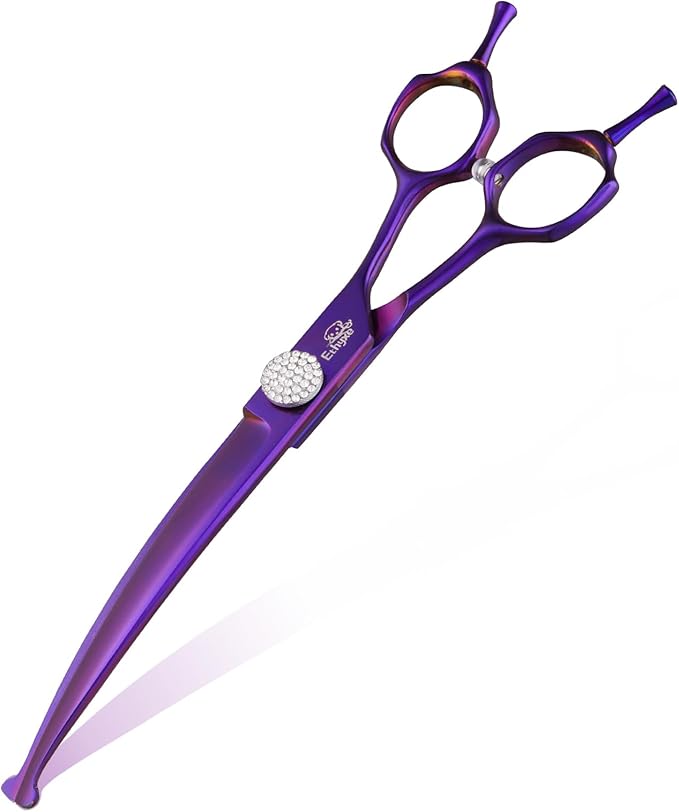 7 Inch Curved Scissors for Dog Grooming, 440C Stainless Steel Pet Hair Trimming Shears with Safe Round Tips, Professional Downward Curve for Dogs, Cats, and Other Pets