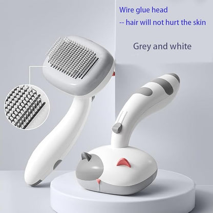 Pet brush comb.Pet button hair removal comb.Wool comber.Cat and Dog Brush for Shedding.Self-cleaning cat and dog hair brush.Cat and Dog hair brushes with release buttons. (Grey and White)