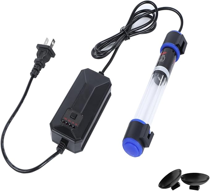 UV-C Aquarium Clean Light with Timer, Mini 3W 5W 7W 9W 11W Submersible Algae Clean Light Water Green Clean Fish Tank Water Clean Lamp for Sump Pond Filter Tank (7W Timer)