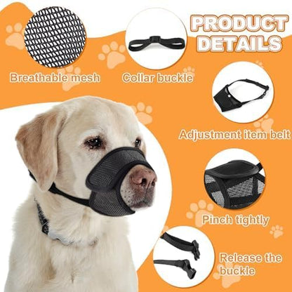 Dog Mouth, Soft Mesh Mouth for Small, Medium and Large Dogs, Anti-biting Barking Chewing, Breathable Drinking Adjustable Cleaning, For German Shepherd Husky Labrador Retriever (Blue) (Medium)