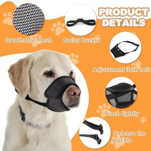 Dog Mouth, Soft Mesh Mouth for Small, Medium and Large Dogs, Anti-Biting Barking Chewing, Breathable Drinking Adjustable Cleaning, for German Shepherd Husky Labrador Retriever (Blue) (S)
