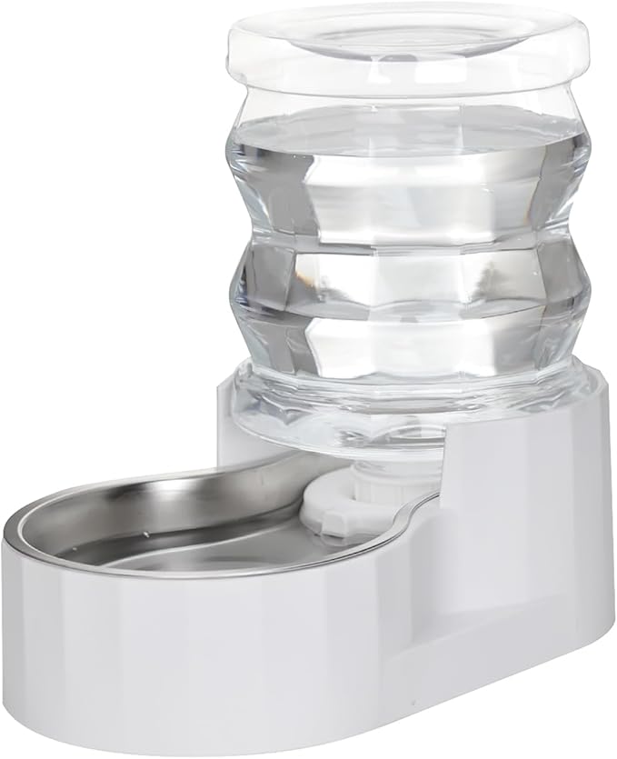 RIZZARI Pet Water Bowl Dispenser: 4L Automatic Stainless Steel Gravity Feeder - Large Capacity for 8-20 LB Cats and Dogs with Joint Spine Pain - for Kitchen Bedroom