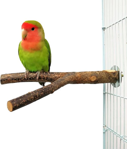 6 PCS Natural Wood Bird Perch Parrot Stand Fork Toys, Hanging Multi-Branch Perch Bird Cage Accessories for Small Parakeets, Conures, Cockatiels, Budgies, Finches, 3 Types