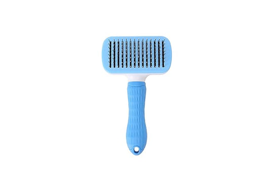 K-KINDEDGE Self Cleaning Slicker Brush,Dog Brush & Cat Brush with Massage Particles,Removes Loose hair & Tangles,Skin Friendly & Promote Circulation (Sky Blue)