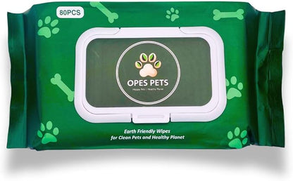 Hypoallergenic Pet Wipes, Cleaning and Odor-Controlling Grooming Wipes for Paws, Body, and Butt, Perfect for Puppy and Adult Pets, Unscented, 80 Count
