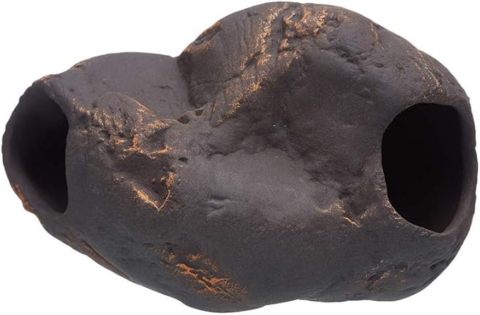 Plecoceramics Cichlid Stone Decoration - Aquarium cave for Cichlids, Betta, Small Fish - Fish Tank Hideway Decor - Betta Toys Hideout Stones House (Magma Stone Small)