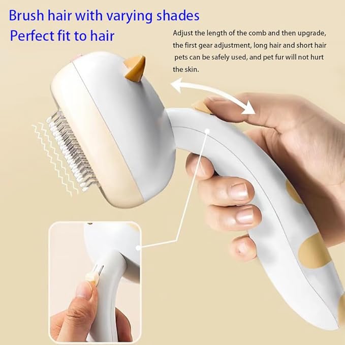 Pet brush comb.Pet button hair removal comb.Wool comber.Cat and Dog Brush for Shedding.Self-cleaning cat and dog hair brush.Cat and Dog hair brushes with release buttons. (Grey and White)