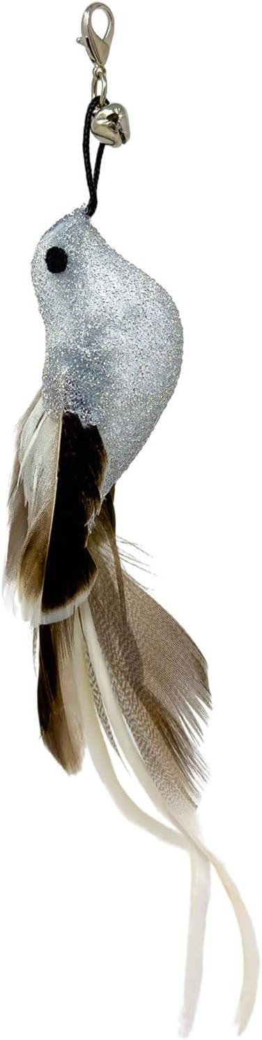 Interactive Bird Simulation Cat Toy Set, Interactive Cat Toys for Indoor Cats, Cat Feather Toy, Self-Holding Suction Base, 5 Replacement Birds, Feathers & Bells (5 Replacement Birds)