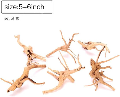 10pcs Natural Small Spiderwood Driftwood for Aquarium Decor Aquarium Driftwood Freshwater Reptile Driftwood Aquarium spiderwood (spiderwood 5-6inch 10pcs)