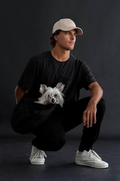 Noah & Paw Dog Sling Carrier for Small Dogs 5-18lb, Dog Sling for Small Dogs and Cats, Dog Carrier with Adjustable Padded Strap, Denim Lined with Fur, 3X Safety Features, Machine Washable