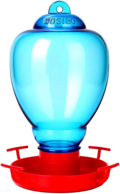 Colorful Glass Wild Bird Waterer 32 Oz Bird Water Feeder for Outdoors Garden Outside Water Cooler Tree Yard Decoration (Blue Flower)