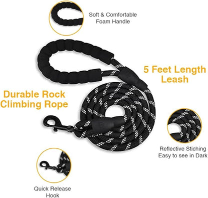 Dog Harness and Leash Duo, No Pull Vest Harness with 5 Ft Leash, Soft padded Vest, No-Choke Oxford Pet Harness, Easy Control Handle and Adjustable Pet Harness (Rose Red, Medium)