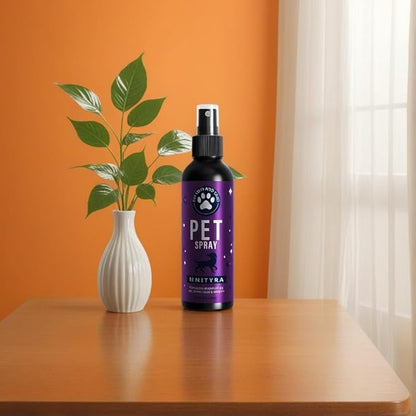 Pet Deodorizing Spray _avender Essential Oil | Odor Eliminator for Cats & Dogs, For All Ages, Sizes and Breeds| Safe for Bedding, Furniture & Pet Areas | 250ml