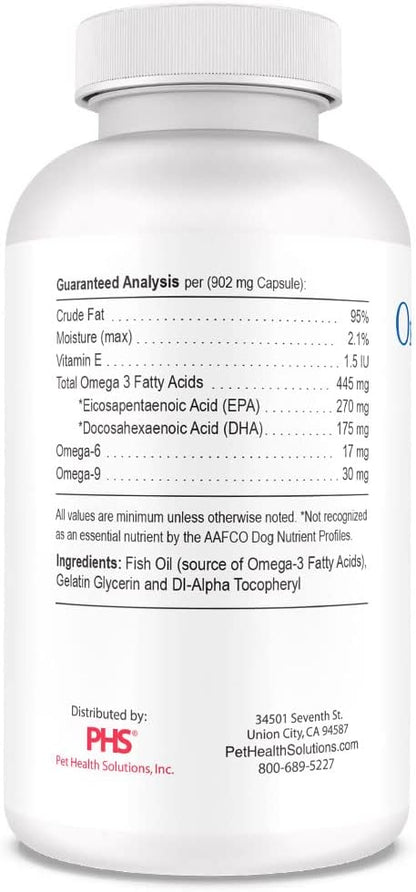 Omega Caps HP Snip Tips for Cats and Small Dogs High Potency EPA and DHA Maximum Bioavailability Fish Oil Supplement Vet Formulated Made in USA Skin Coat Joint and Heart Health 250 Capsules