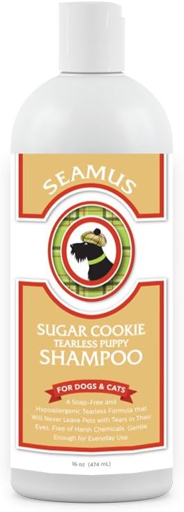 SEAMUS Sugar Cookie Tearless Puppy Shampoo  Made from Tearless Baby Shampoo, soap-Free, Hypo-allergenic, Ideal for Sensitive Skin, Best Shampoo for Puppies, Dogs, Cats, Kittens and Horses