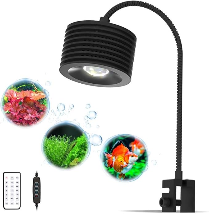Lominie LED Aquarium Light, Planted Tank Light 4 Channels Remote Control 6500K Aquarium LED Lamp for Freshwater Fish Tank Refugium with Gooseneck (A20 Freshwater)