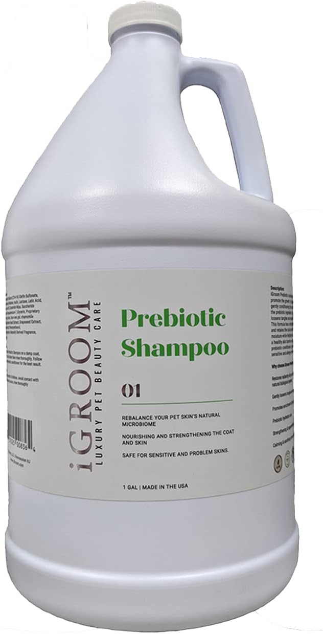 iGroom Prebiotic Dog Shampoo, Luxury Pet Beauty Care, Promote Growth of Helpful Bacteria, Restore Coats Natural Moisture, Made in USA, Gallon