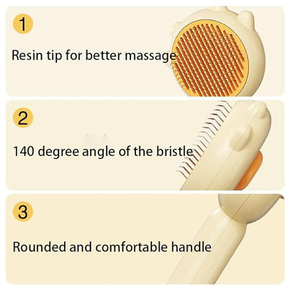 Cat Brush with Release Button, Dog Pet Hair Cleaner Brush with Massage Particles, Removes Loose hair & Tangles, Skin Friendly & Promote Circulatio (Yellow)