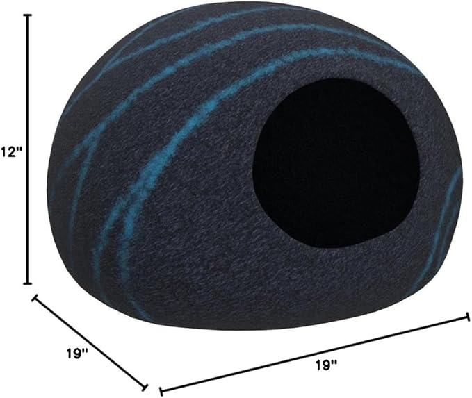 MEOWFIA Cat Cave  Premium Felt Cat Bed for Indoor Cats, Handmade 100% Merino Wool (Large, Black Aqua)