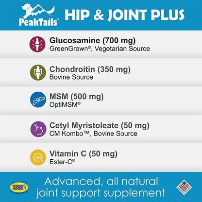 KALA HEALTH PeakTails Hip & Joint Plus for Dogs  90 Tablets, Glucosamine, Chondroitin, OptiMSM & Ester-C  Supports Joint Mobility & Comfort
