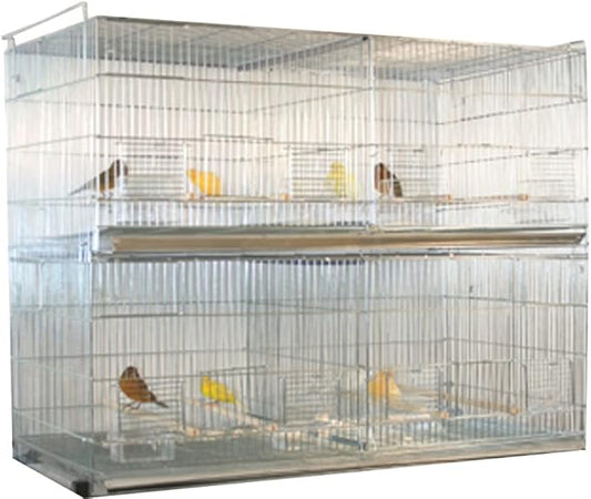 LOT of Add On X-Large 35.5" x 18" x 19"H No Rust Stainless Galvanized Zinc Plated Stackable Breeder Bird Flight Cage with Removable Center Divider and Breeding Nest Doors