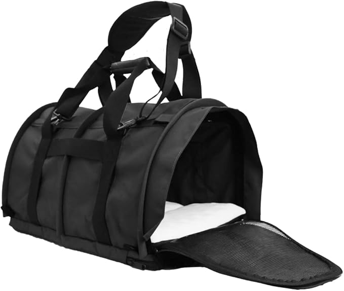 SturdiBag XL Pet Travel Carrier: Flexible Height for Cat and Dog Soft Sided with Safety Clips and Seatbelt Straps | Black, 20" x 16" x 12" (PN: SB3-PRO-BL)