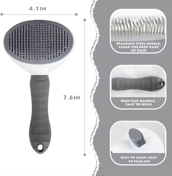 Brush Cat and Dog for shedding Gromming Cat brushes for indoor Cats Dog slickers cat fur brush cat comb with Release Button Dog Gromming Brush pet brush for semi short to semi long,, 7.84