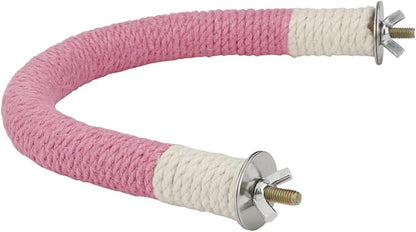 Hypeety Bird Perches Parrot U Shape Natural Wood Hemp Rope Stand Perch Bird Stick Paw Grinding Perch Birdcage Accessories Perch Standing Toy for Budgies Parakeet Cockatiel Conures