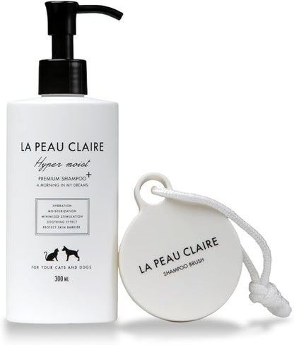 Hypoallergenic Dog Shampoo and Conditioner in 1, Cat Shampoo, Moisturizing, Tear-Free for Sensitive Skin, Puppies, with Pet-Friendly Fragrance, Includes Silicone Bath Brush