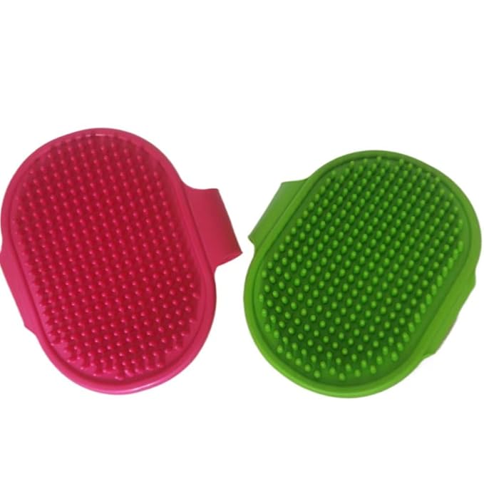 2 Piece Dog Brush, Dog Brush Bath with Adjustable Ring Handle, Dog Brush for Shedding, Dog Grooming Brush,Pet Shampoo Bath Brush with Massage for Dogs and Cats (Red/Green)