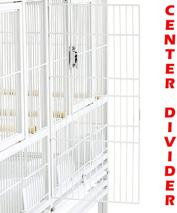 Single Stackable Center Divided Breeder Breeding Bird Flight Double Rolling Cage for Aviaries Canaries Cockatiels Finches Budgies Small Parrots Single Story