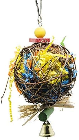 EBaokuup 2 Pack Bird Chewing Toys Foraging Shredder Parrot Cage Shredder Hanging Toy for Cockatiel Conure African Grey Amazon