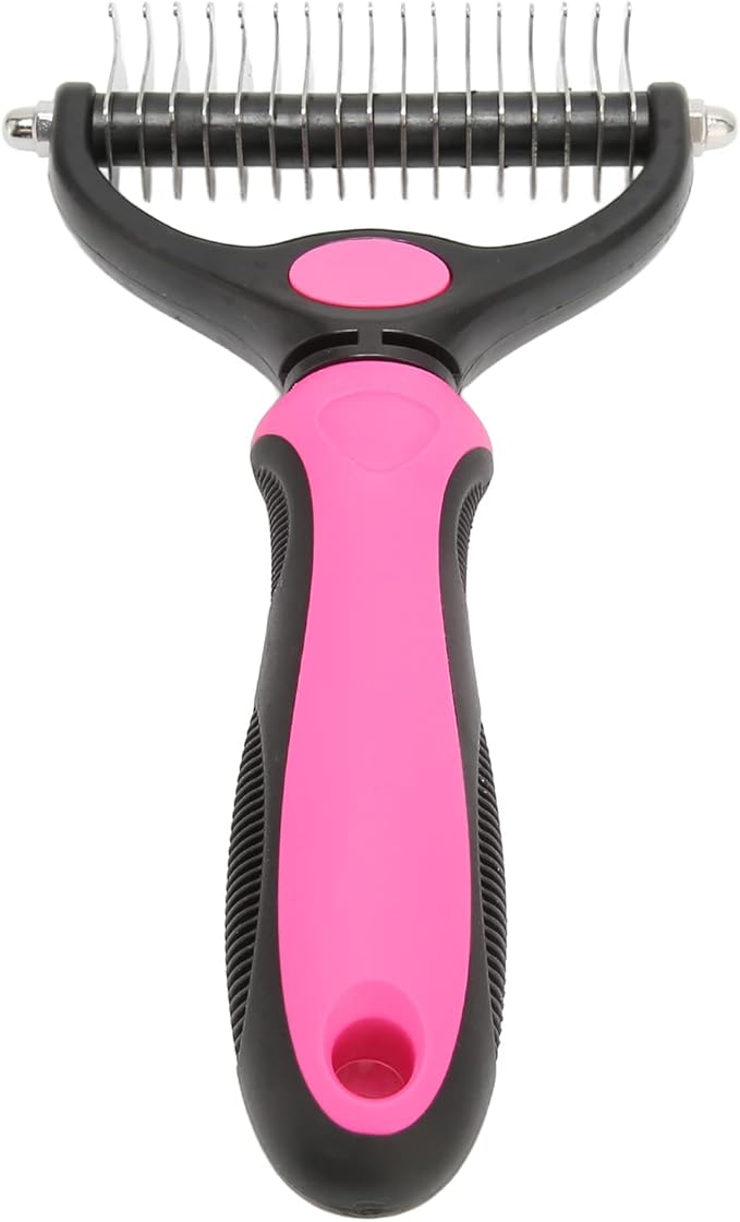 Undercoat Rake For Dogs,Double-Sided Dog Brush for Shedding,Dogs/Cats Professional Deshedding Brush,Removes Mats Tangled & Thinning Hairs with No Scratch,