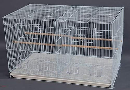 Mcage Lot of Breeding Flight Bird Cage for Aviaries Canaries Budgies Finches Lovebird Parakeet (30"x18"x18" White with Divider)