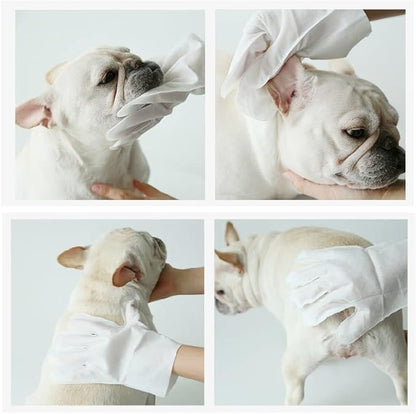 10pcs Free Rinse Dog Wipes,Scrubbing Gloves for Cats and Dogs, Grooming Gloves and Pet Wipes with Lotion Formula, Deal with The Stinky Dogs and Wipes Cleaning Cat Fur
