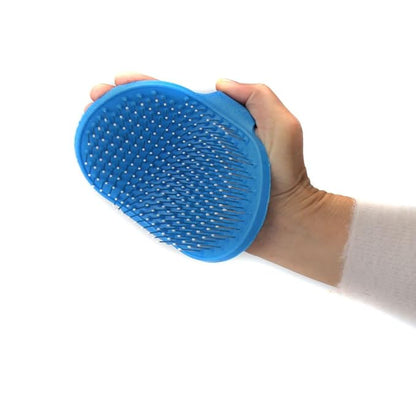 Emours Dog Grooming Brush, Pet Shampoo Bath Brush Soothing Massage Rubber Comb with Adjustable Ring Handle for Long Short Haired Dogs and Cats