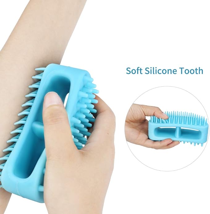 Dog Brush & Cat Brush, Soft Silicone Dog & Cat Grooming Brush, Pet Bath & Massage Brush for Cats and Dogs with Short or Long Hair, Cat Slicker Shedding Hair Brush Blue
