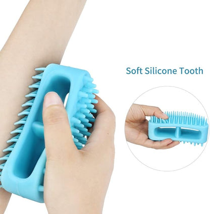 Dog Brush & Cat Brush, Soft Silicone Dog & Cat Grooming Brush, Pet Bath & Massage Brush for Cats and Dogs with Short or Long Hair, Cat Slicker Shedding Hair Brush Blue