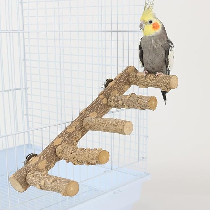 Parrot Natural Sichuan Pepper Wooden Bird Ladder Perch Cage Nature Wood Stand Chew Toy Parrot Bird Cage Accessories Suitable for Small and Medium Sized