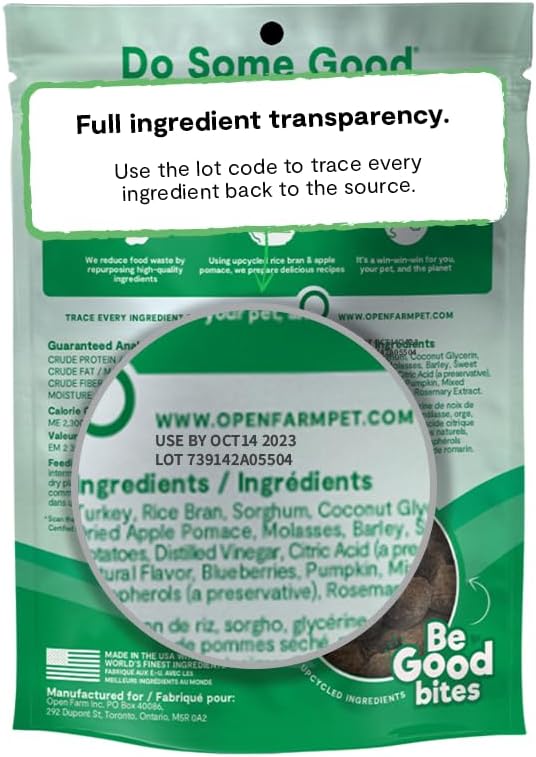 Open Farm Dehydrated Dog Treats, Gently Cooked Recipe with Natural Simple Ingredients and No Artificial Flavors or Preservatives (1 Pack Training Treats Turkey)