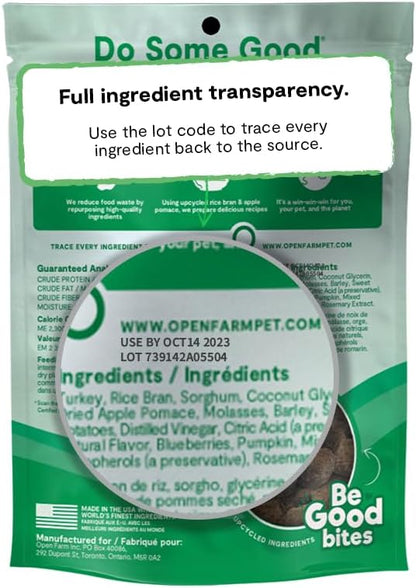 Open Farm Dehydrated Dog Treats, Gently Cooked Recipe with Natural Simple Ingredients and No Artificial Flavors or Preservatives (1 Pack Training Treats Turkey)