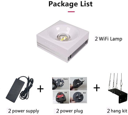 PopBloom RL90 WiFi Reef LED Light, 200W Reef Aquarium Lighting for SPS LPS Corals and Saltwater Fish Tanks, Enhanced Violet and Blue Spectrum,APP Fully Programmable (2 Lights with Hang kit)