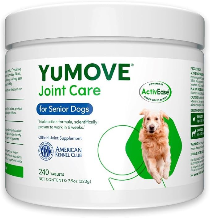 Hip and Joint Supplement - 240 Tablets for Dogs with Glucosamine, Chondroitin, MSM, Omega 3, Hyaluronic Acid, Green Lipped Mussel, & Fish Oil for Dogs - Joint Support Supplement - Senior Dogs